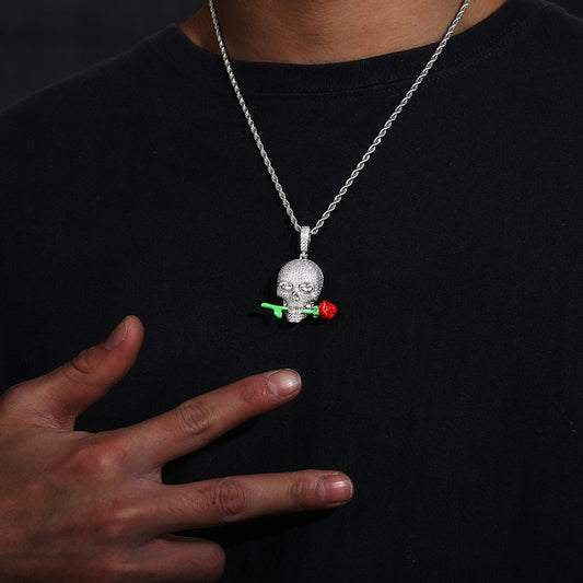 Terrific Luminous Rose Skull Pendant - A Trust Market