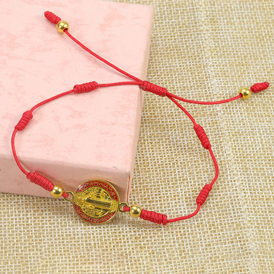 Fashion Red Rope Braid St Benedict Bracelet
