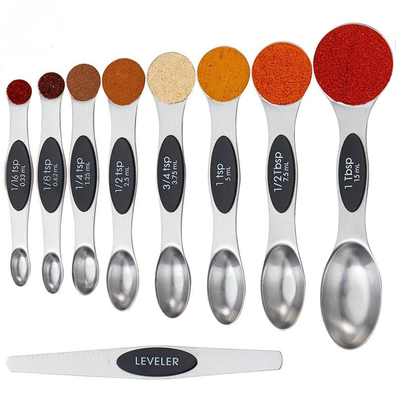 9-piece Set Of Stainless Steel Double Headed Measuring Spoons - A Trust Market
