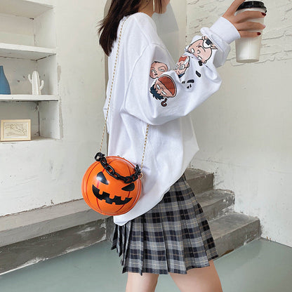 Fantastic Spooky Pumpkin Ball Handbag With Chain