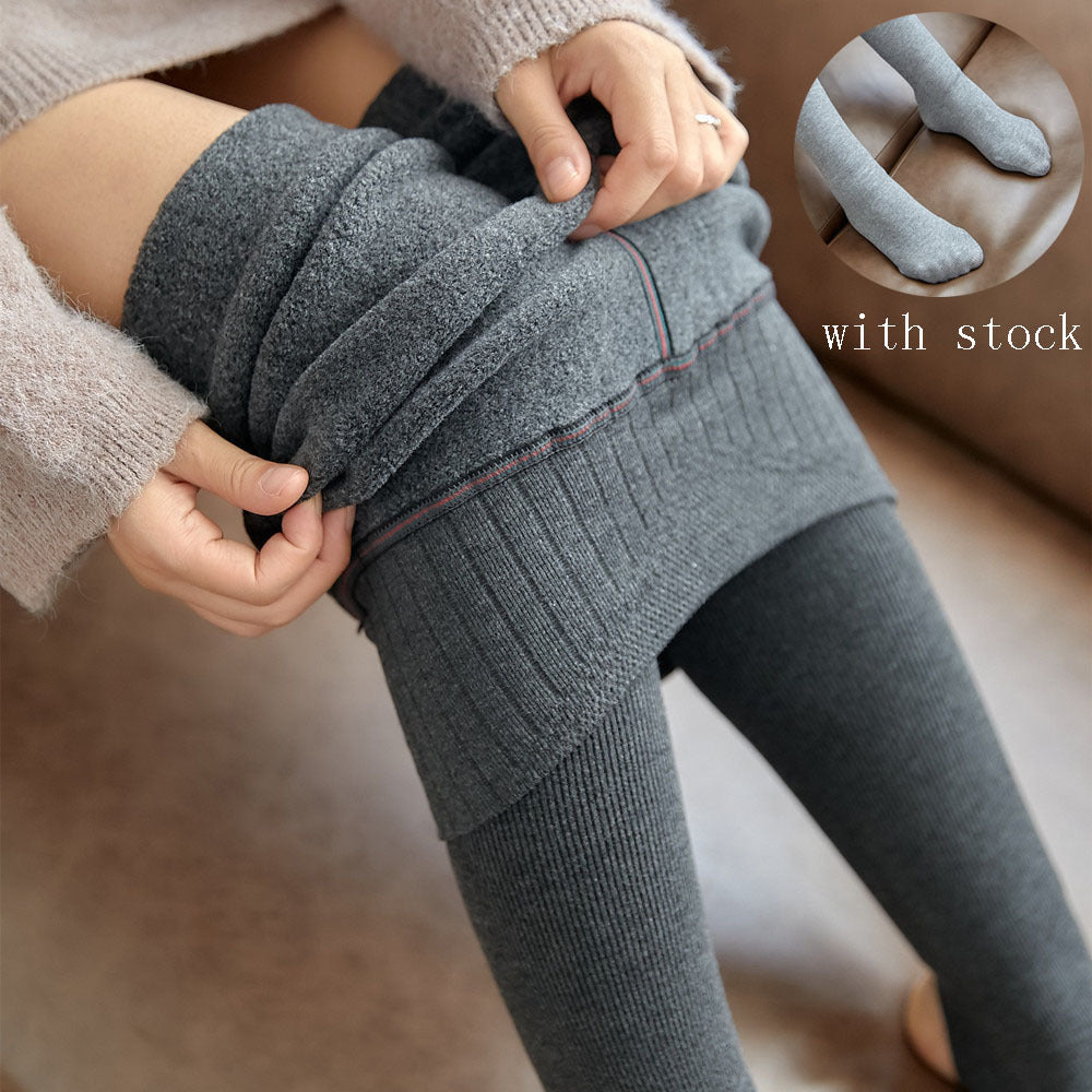 High Waist Stripes Leggings for Winter. Stretch Woman Pants