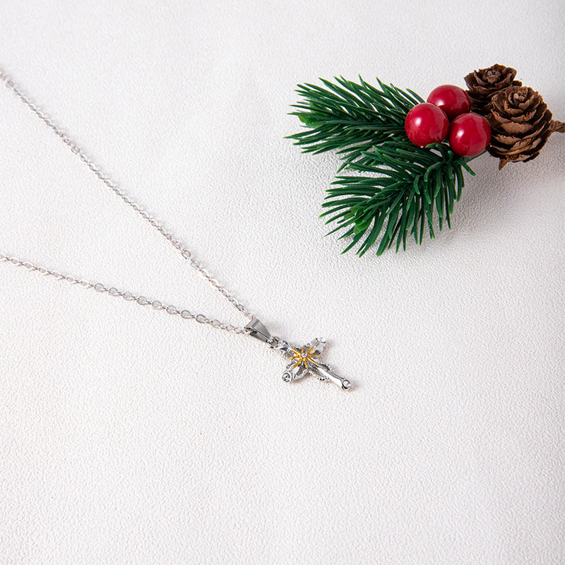Brand New Cross Flower Necklace