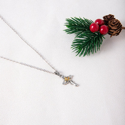 Brand New Cross Flower Necklace