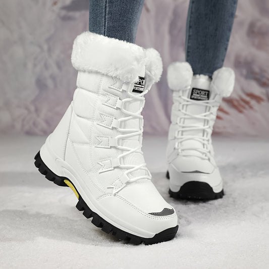Women'S Ankle Snow Boots, Waterproof Winter Shoes with Laces, Faux Fur Lined, Non-Slip ❄️