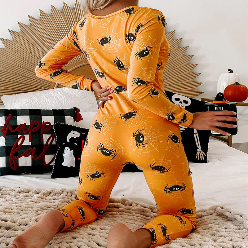 Beautiful Halloween Printed Jumpsuit Long Sleeve - A Trust Market