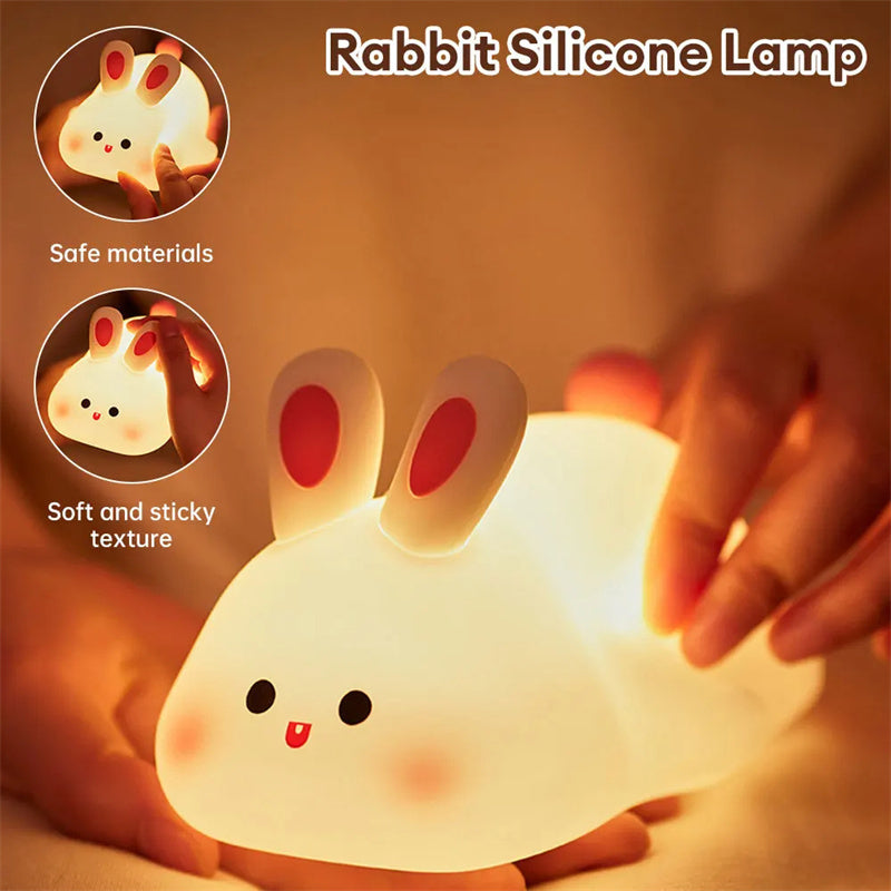 Cute LED Night Light Touch Sensor Rabbit Silicone