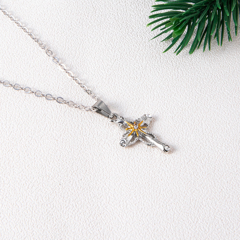 Brand New Cross Flower Necklace