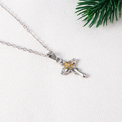 Brand New Cross Flower Necklace