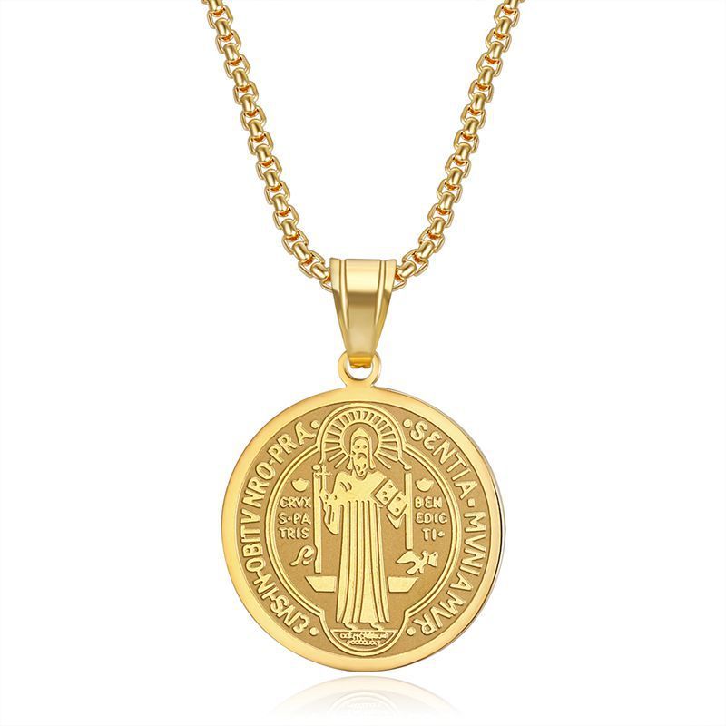 Stainless Steel Priest St Benedict Necklace