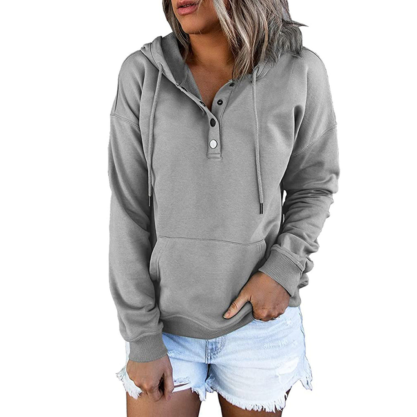 Long-sleeved Hooded Sweatshirt With Pockets. Fashion Casual.