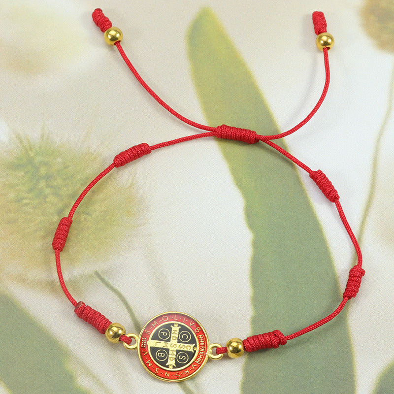 Fashion Red Rope Braid St Benedict Bracelet