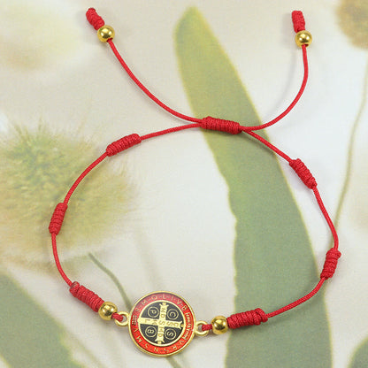 Fashion Red Rope Braid St Benedict Bracelet