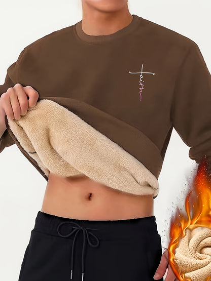 Casual Warm Fleece Lined Sweatshirt For Men