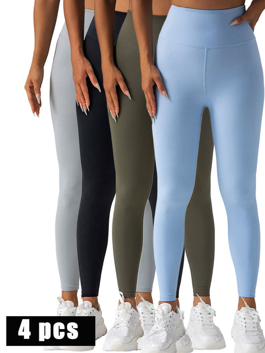Comfortable 4 Pack Workout High Waisted Leggings For Women With Pockets (Sale 🚨)