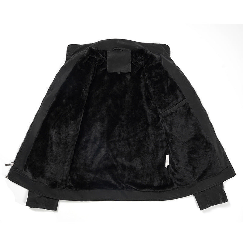 Wonderful Stand Collar Brushed PU Leather Jacket (Sale 🚨)