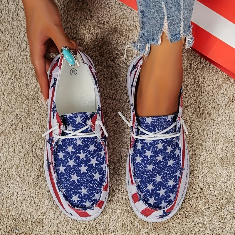 Beautiful Low Top Canvas Shoes With American Flag Pattern (Sale 🚨)