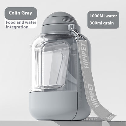 2 In 1 Portable Pets Drinking Pot With Food Integrated Bowl