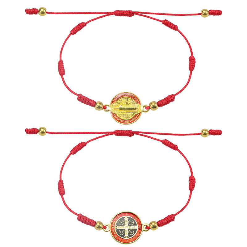 Fashion Red Rope Braid St Benedict Bracelet