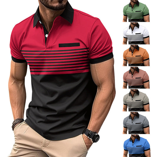 Casual Striped T-Shirt With Chest Pocket