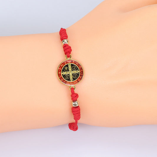 Fashion Red Rope Braid St Benedict Bracelet