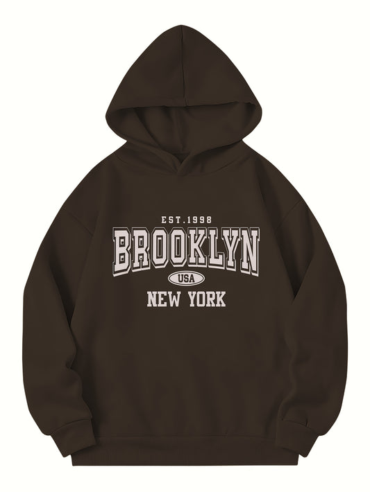 Casual Long Sleeve Hoodie Pullover For Women. Brooklyn USA New York.