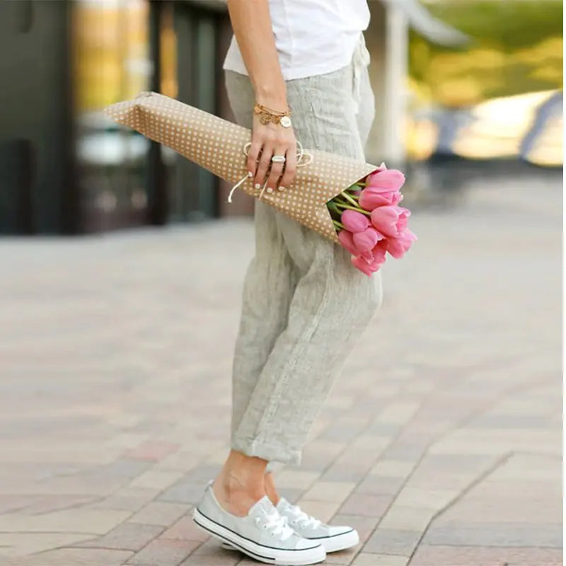 Drawstring Elastic Waist Pants - A Trust Market