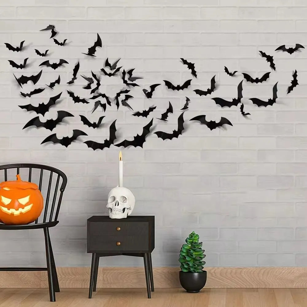 3D Black Bat Wall Stickers For Halloween Decoration - A Trust Market