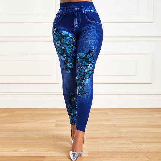 Fantastic High Waist Stretchy Legging. Denim Look