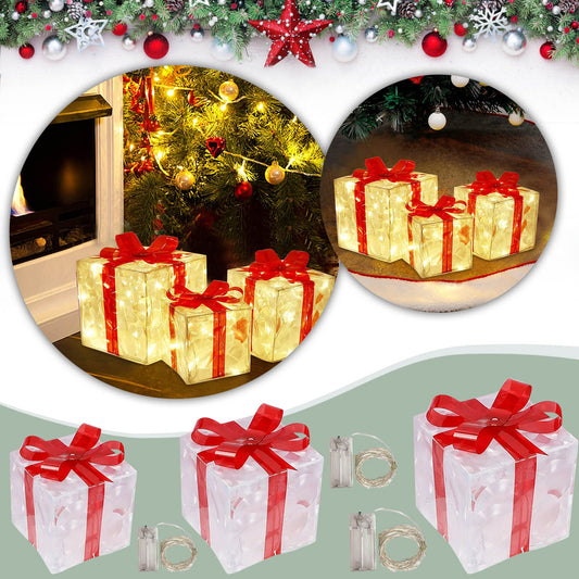 New Year And Christmas Glowing Gift Box For Christmas And New Year Decoration