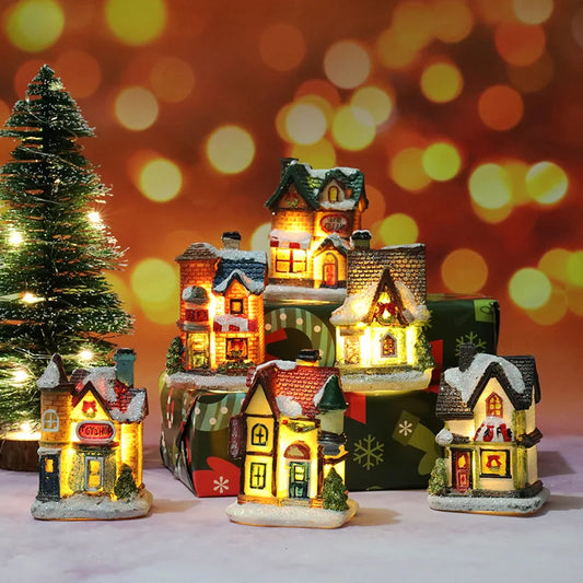 Exquisite  Small Houses With Night Light For Christmas Decoration
