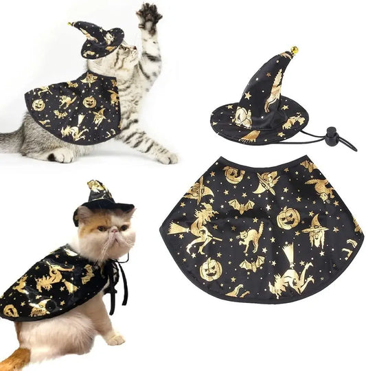 Dogs & Cats Cape and Hat Halloween Wizard Costume - A Trust Market
