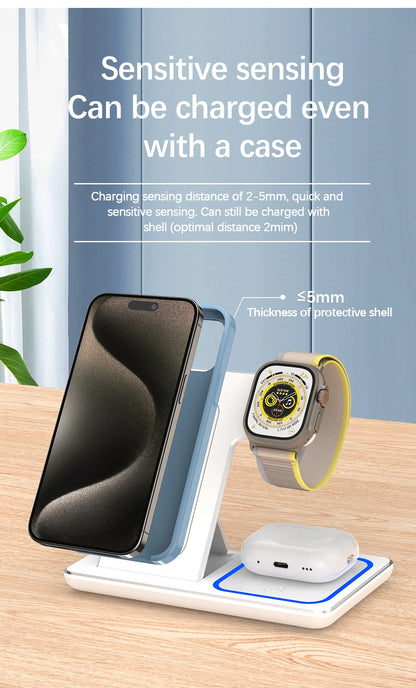 3 in 1 Foldable Charging Station For iPhone, Smartwatch And Airpods