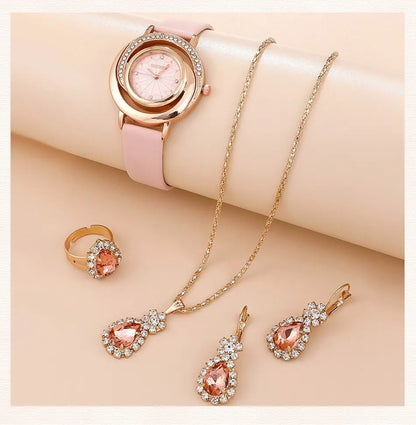 Wonderful Luxury Watch, Ring, Necklace And Earring Rhinestone Set For Wonderful Women (Salve 🚨)