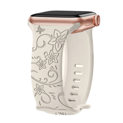 Floral Engraved Band For Apple Watch 40mm 44mm