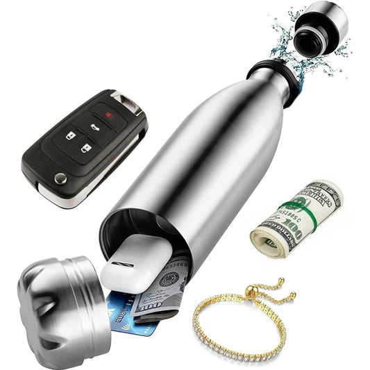 Great Portable Water Bottle With Safe Hiding Spot For Money And Keys