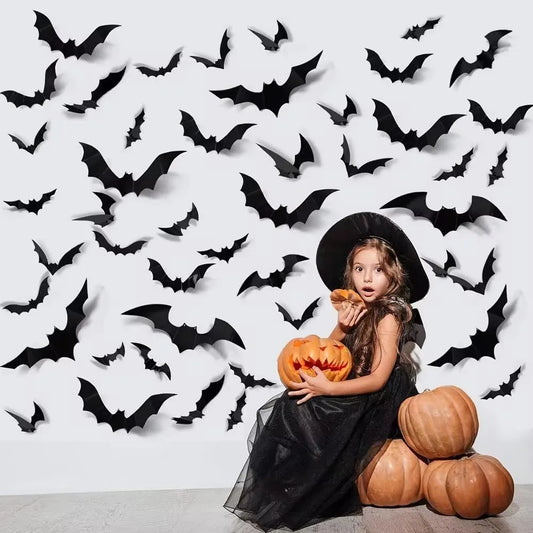 3D Black Bat Wall Stickers For Halloween Decoration - A Trust Market