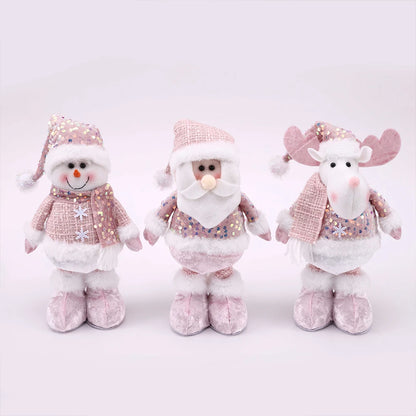 Santa Claus, Snowman And Moose Dolls For Christmas Decoration