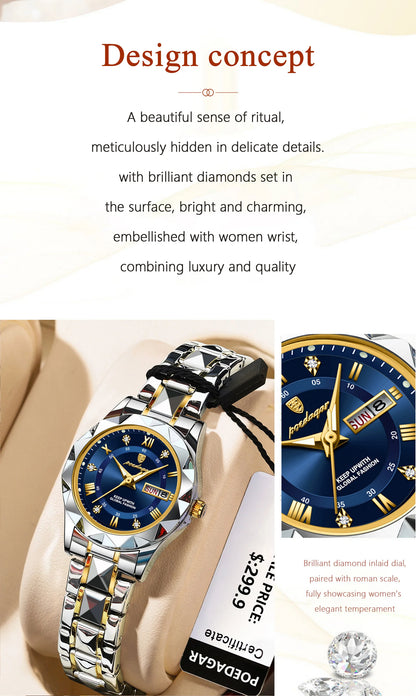 Luxury Ladies Watch With Stainless Steel Band