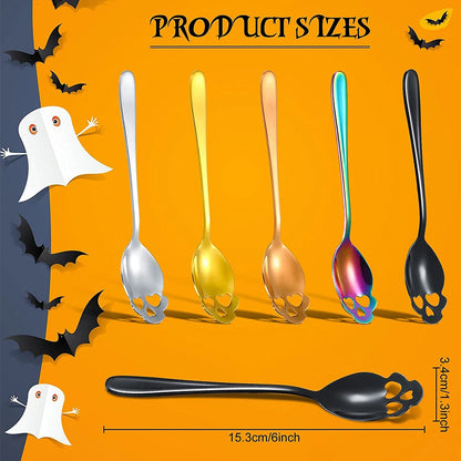 Colheres de caveira de aço inoxidável para decoração de Halloween