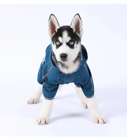 Dog Raincoat Waterproof Dog Rain Jacket with Hood Reflective Dog Rain Coat with Leash Hole Lightweight Waterproof Puppy Clothes - A Trust Market