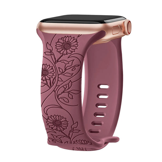 Floral Engraved Band For Apple Watch 40mm 44mm