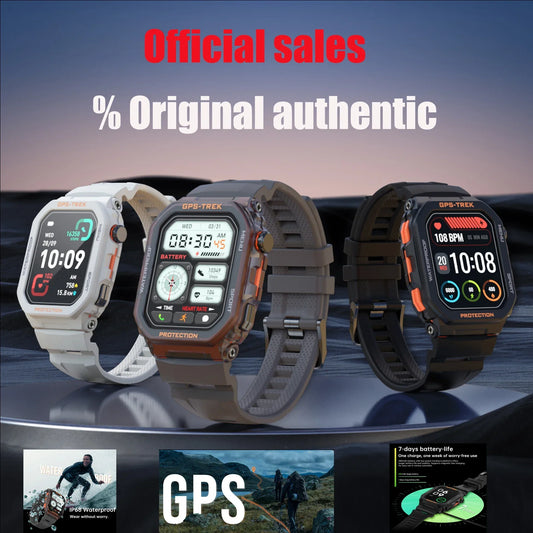 New Men's Rugged Military Smartwatch - Real GPS, Bluetooth And Call Health Monitoring