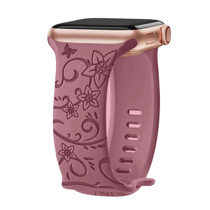 Floral Engraved Band For Apple Watch 40mm 44mm