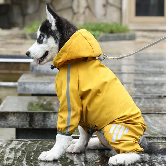 Dog Raincoat Waterproof Dog Rain Jacket with Hood Reflective Dog Rain Coat with Leash Hole Lightweight Waterproof Puppy Clothes - A Trust Market