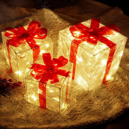 New Year And Christmas Glowing Gift Box For Christmas And New Year Decoration