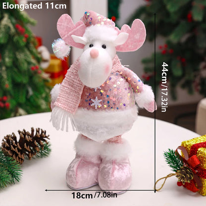 Santa Claus, Snowman And Moose Dolls For Christmas Decoration