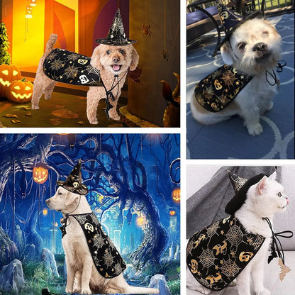 Dogs & Cats Cape and Hat Halloween Wizard Costume - A Trust Market
