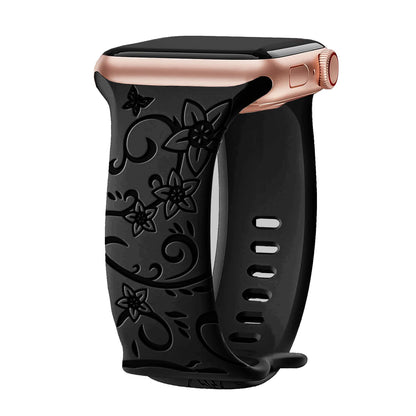 Floral Engraved Band For Apple Watch 40mm 44mm
