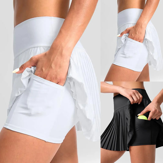 Beautiful High Waist Pleated Mini Skirt Shorts For Sports