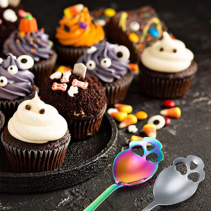 Colheres de caveira de aço inoxidável para decoração de Halloween